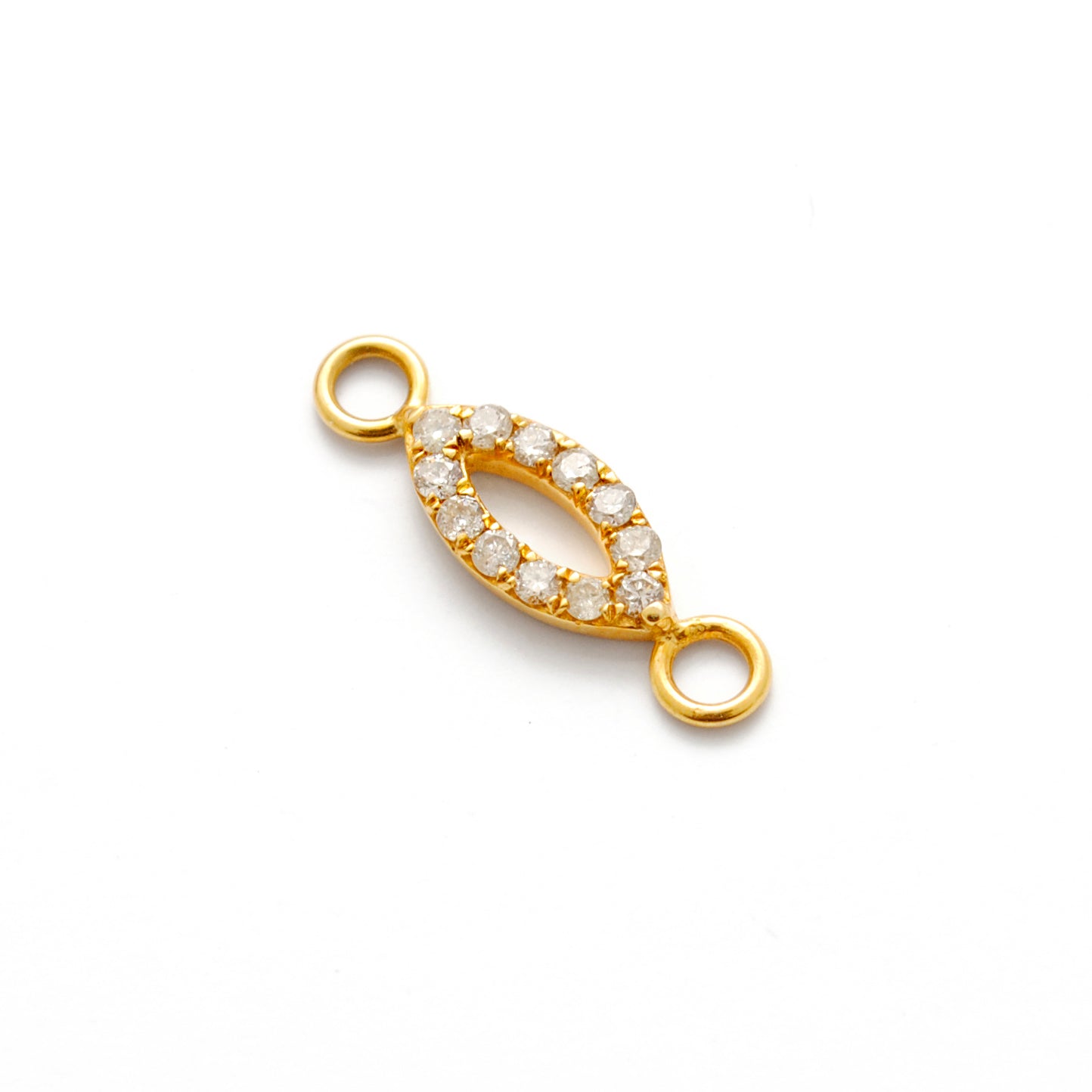 Natural Diamond Pavé Large Double Loop Connector 14K Gold – Close-Up Detail