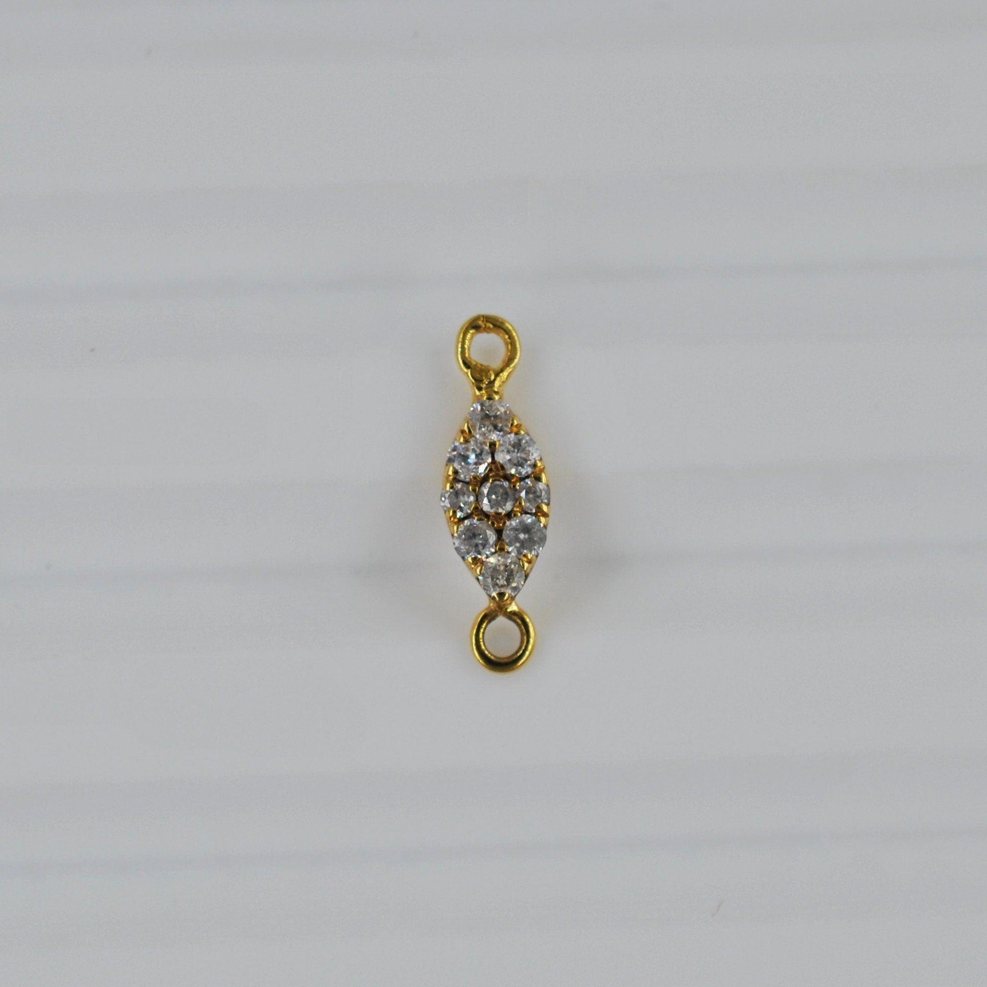 Natural Diamond Pavé Marquise Connector 14K Gold – Close-Up Detail