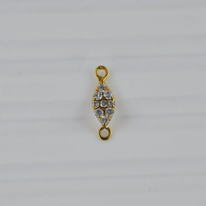 Natural Diamond Pavé Marquise Connector 14K Gold – Close-Up Detail