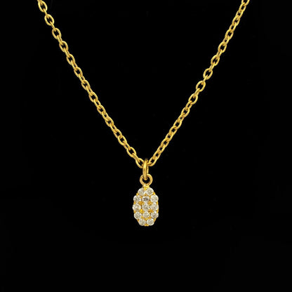 Natural Diamond Pavé Minimal Oval Gold Charm – Close-Up Detail