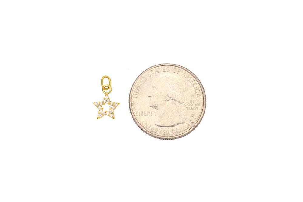 Natural Diamond Pavé Star Gold Charm – Close-Up Detail