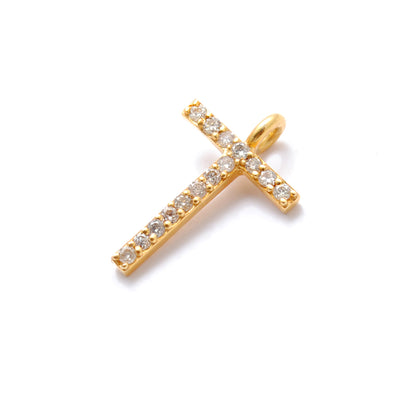 Natural Diamond Pavé T Initial Gold Charm – Close-Up Detail
