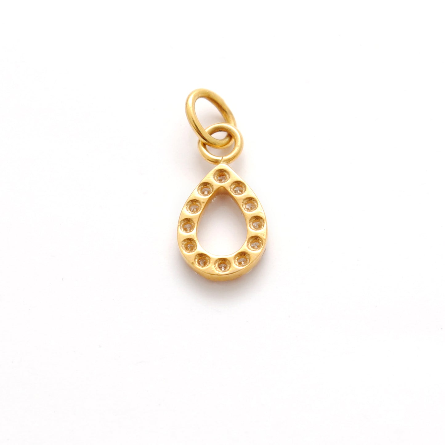 Natural Diamond Pavé Teardrop Gold Charm – Close-Up Detail