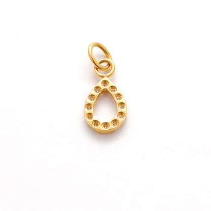 Natural Diamond Pavé Teardrop Gold Charm – Close-Up Detail