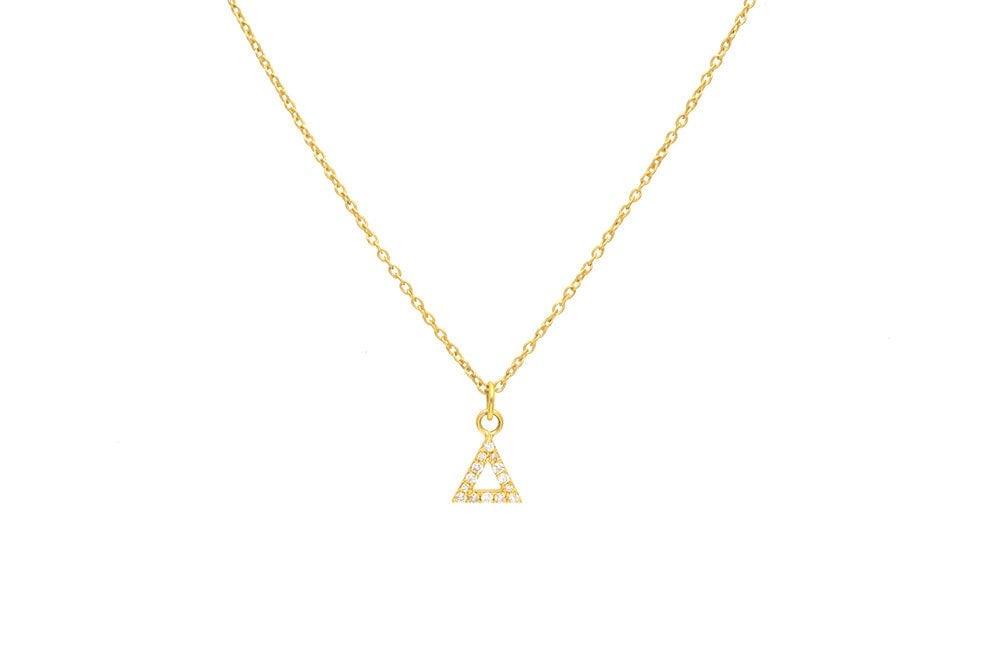 Natural Diamond Pavé Triangle Gold Charm – Detail View