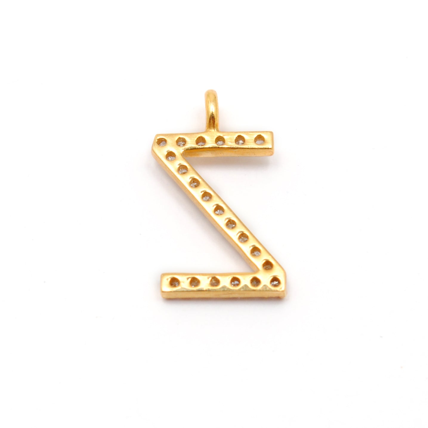 Natural Diamond Pavé Z Initial Gold Charm – Close-Up Detail