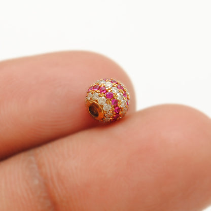 Natural Diamond Ruby Pavé Gold Ball Bead – Scale Reference