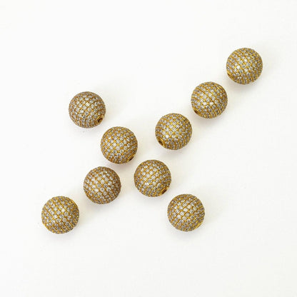 Natural Diamond Sphere Bead 10mm 14K Gold – Close-Up Detail