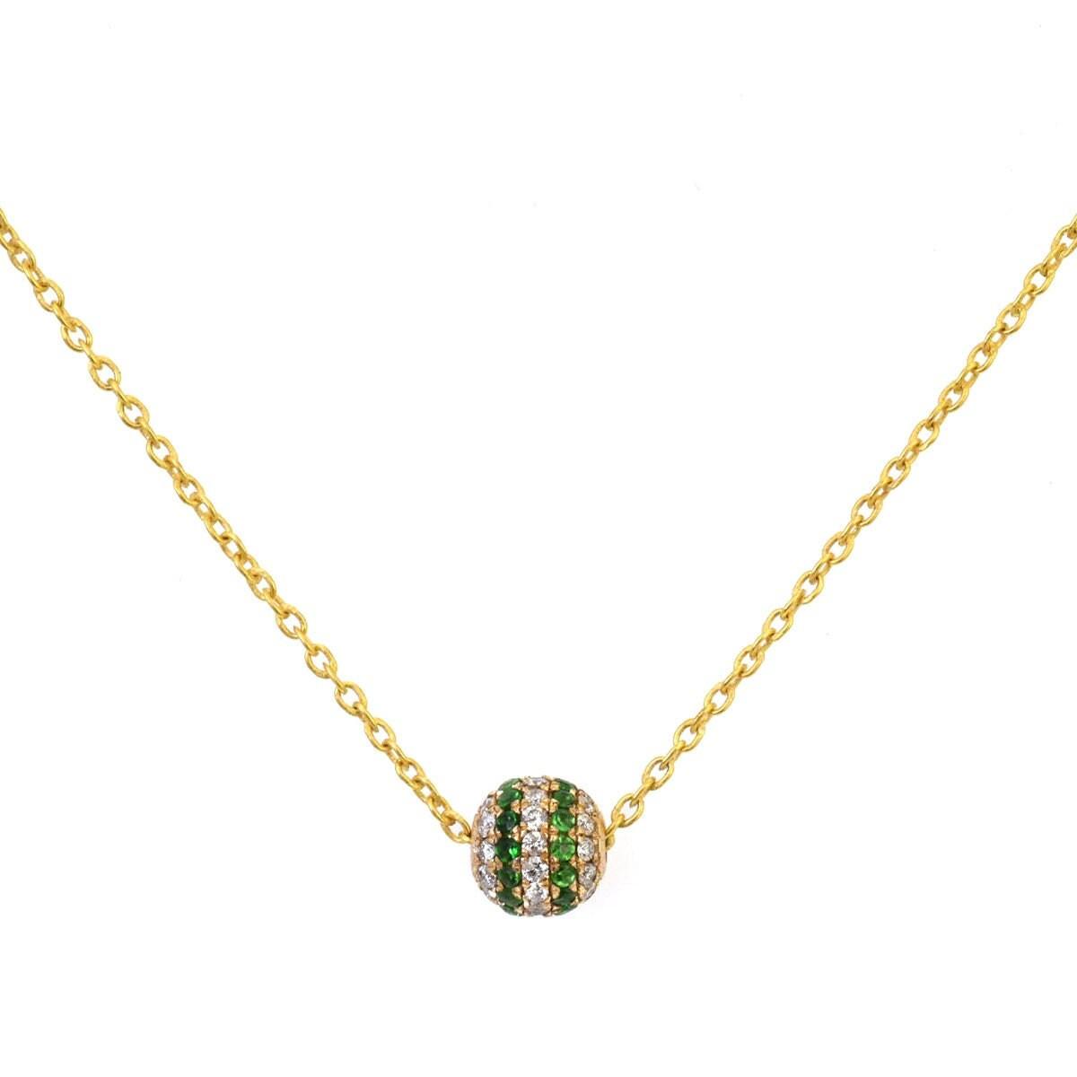 Natural Diamond Tsavorite Ball Spacer 14K Gold – Close-Up Detail