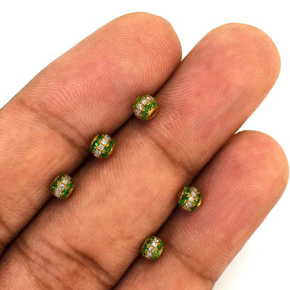 Natural Diamond Tsavorite Ball Spacer Bead 14K Gold – Close-Up Detail