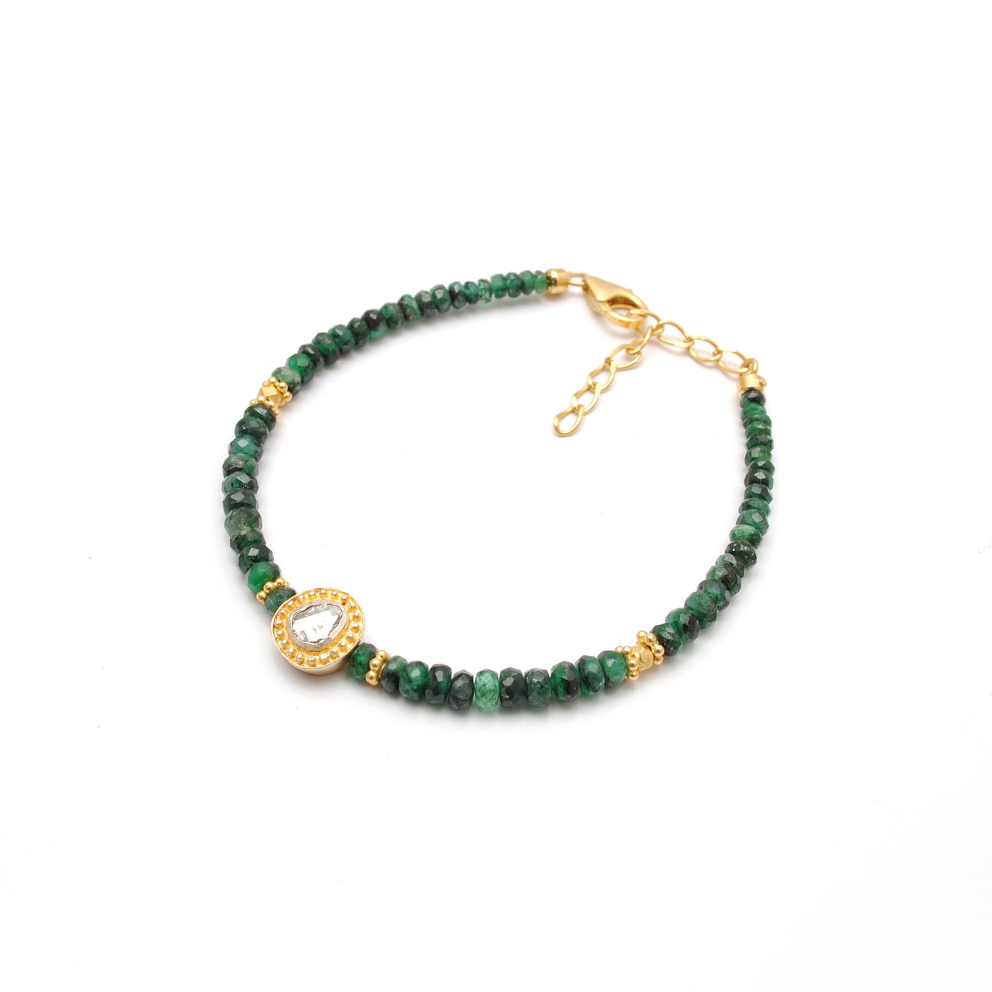 Natural Emerald Diamond Bracelet May Birthstone - Overhead View