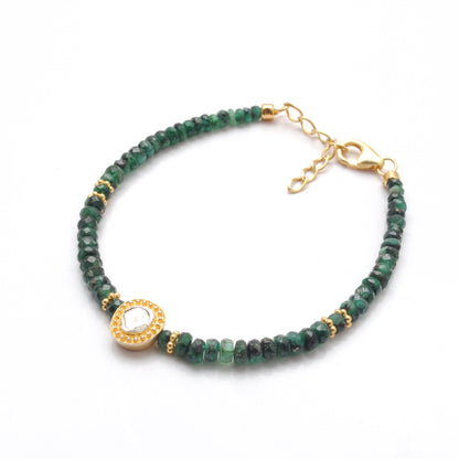 Natural Emerald Diamond Bracelet May Birthstone - Overhead View