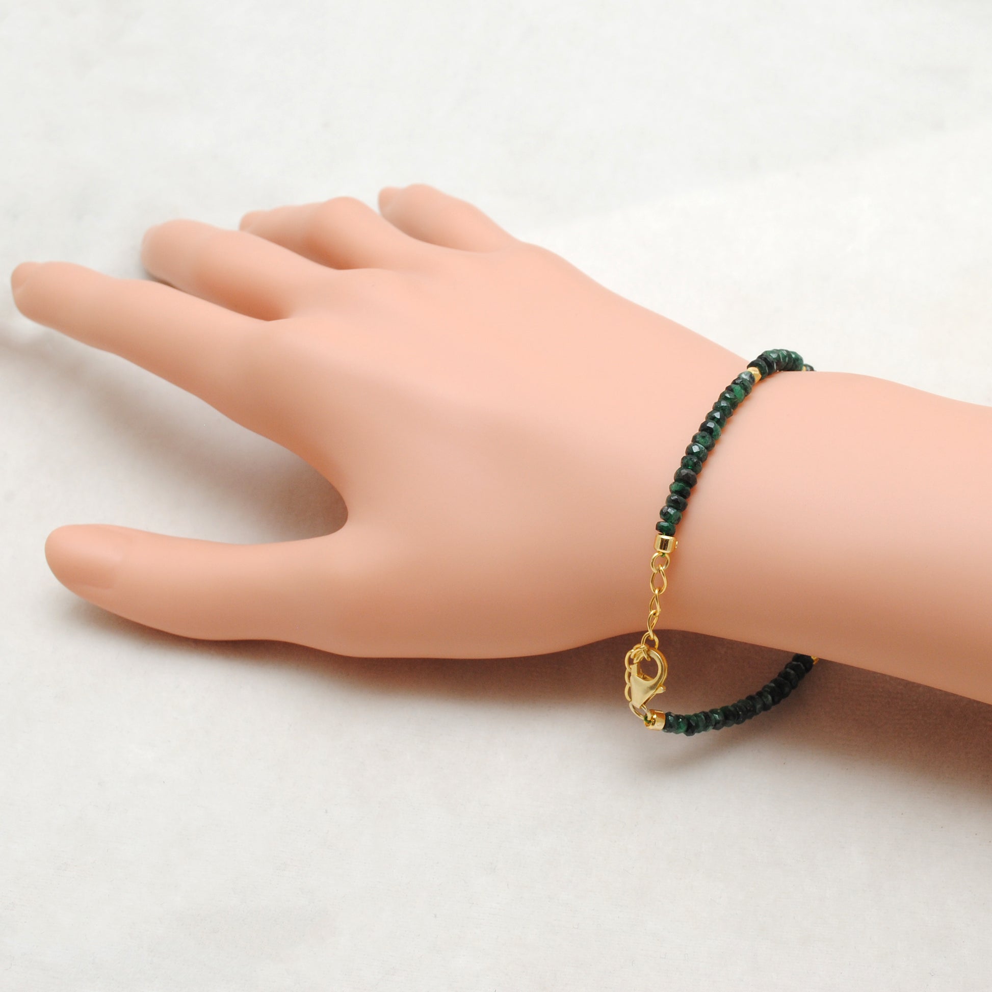 Natural Emerald Freshwater Pearl Bracelet - Clasp Detail Handmade