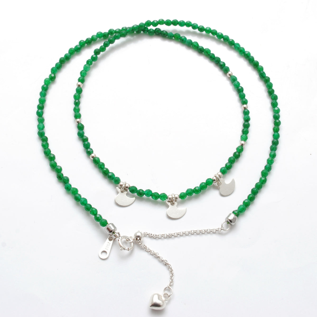 Natural Emerald Gemstone Charm Necklace - Overhead View