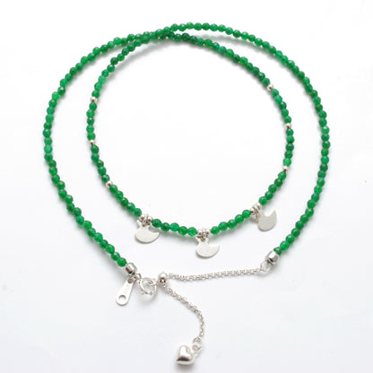Natural Emerald Gemstone Charm Necklace - Overhead View