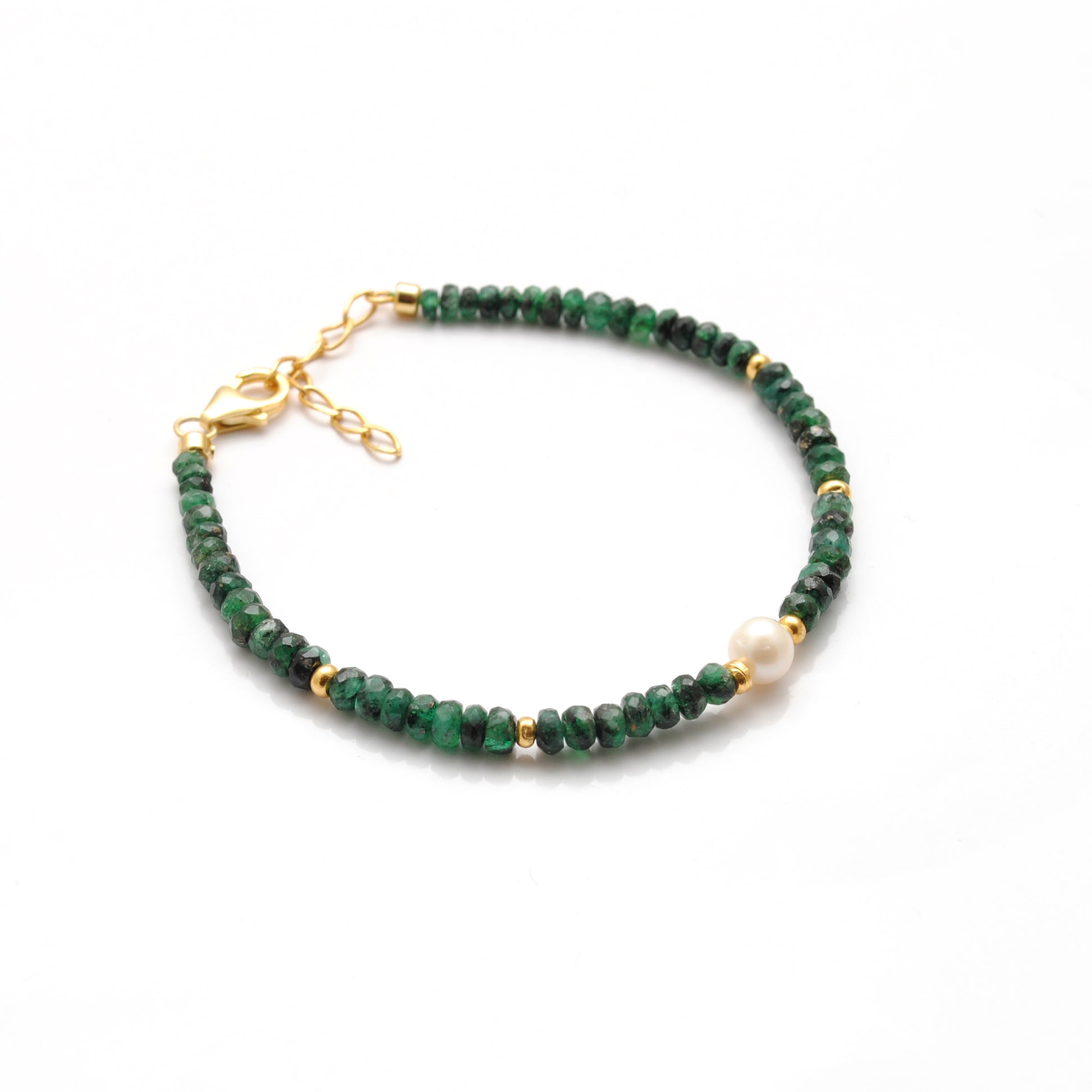 Natural Emerald Pearl Handmade Bracelet - Clasp Detail View