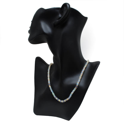 Natural Ethiopian Opal Tanzanite Gold-Plated Beaded Necklace - Front View