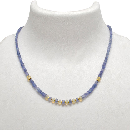 Natural Faceted Tanzanite Ethiopian Opal Gold-Plated Beaded Necklace - Front View