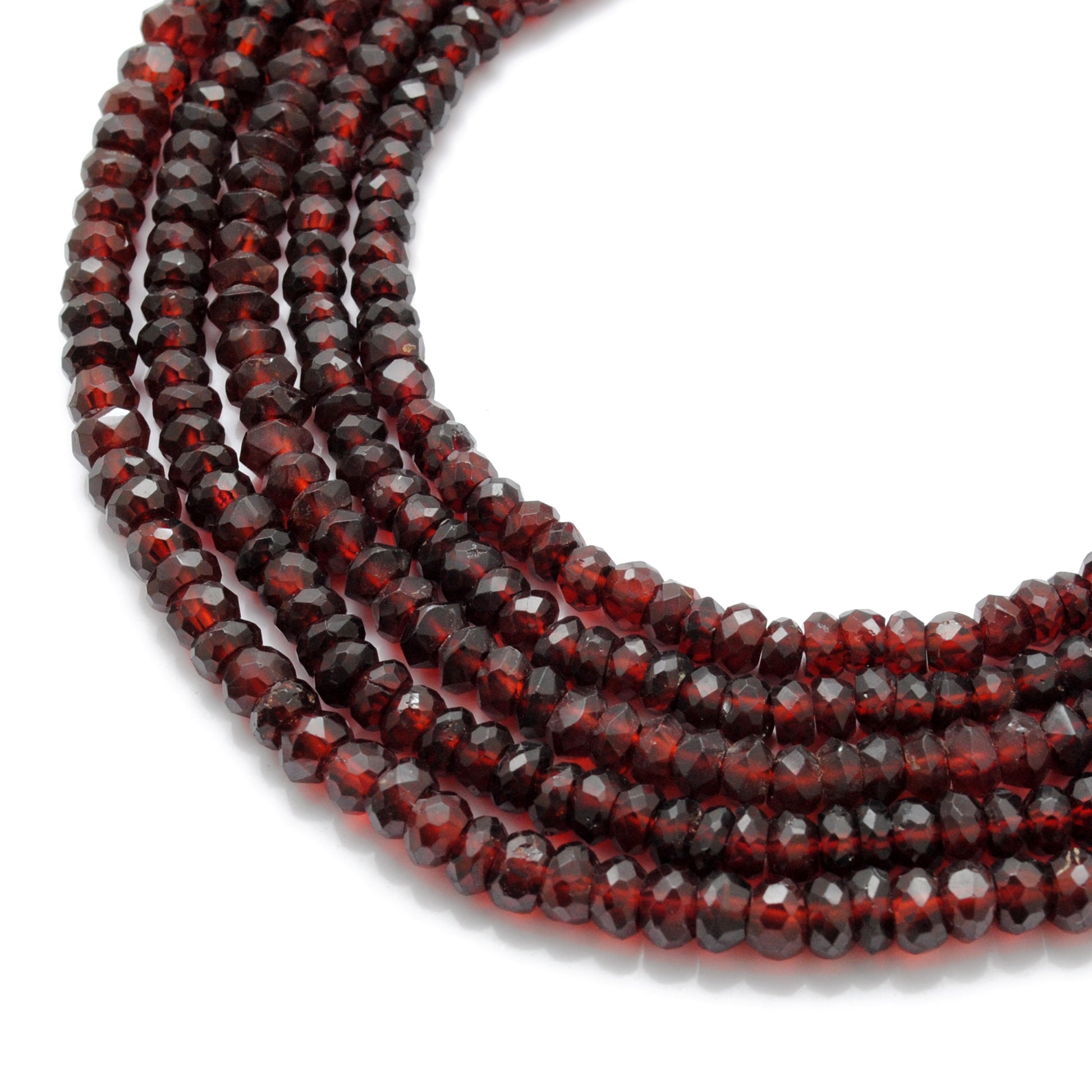 Natural garnet faceted rondelle beads 4-5mm 16 inch strand - front view