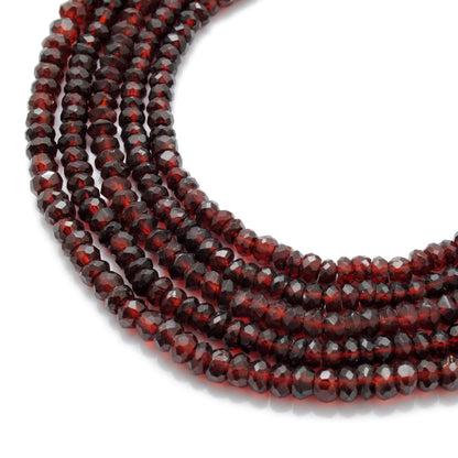 Natural garnet faceted rondelle beads 4-5mm 16 inch strand - front view