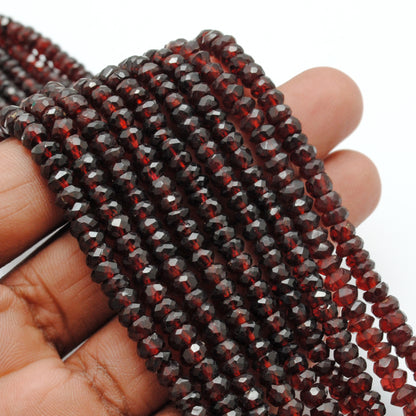 Natural garnet rondelle beads 5-5.5mm - scale reference