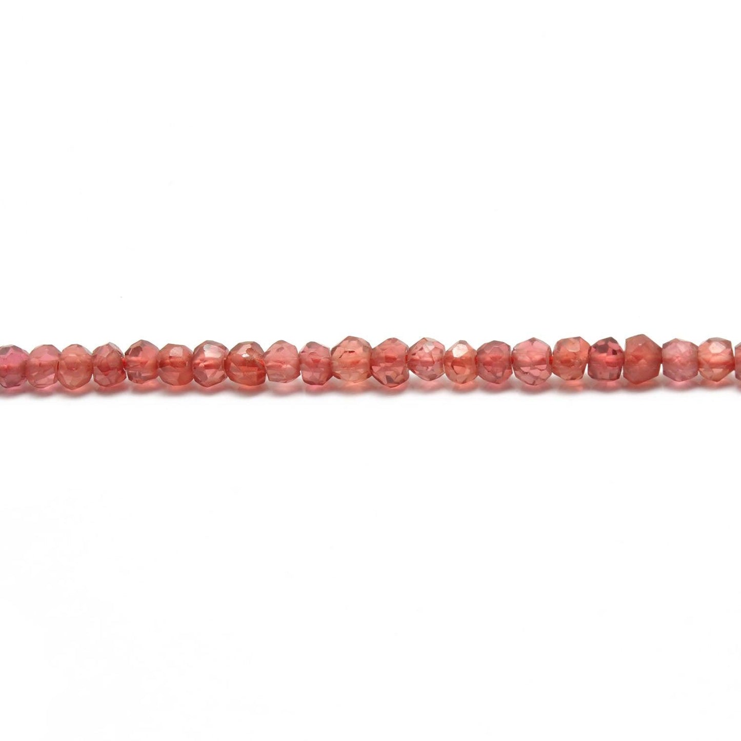 Natural garnet rondelle beads January birthstone - scale reference
