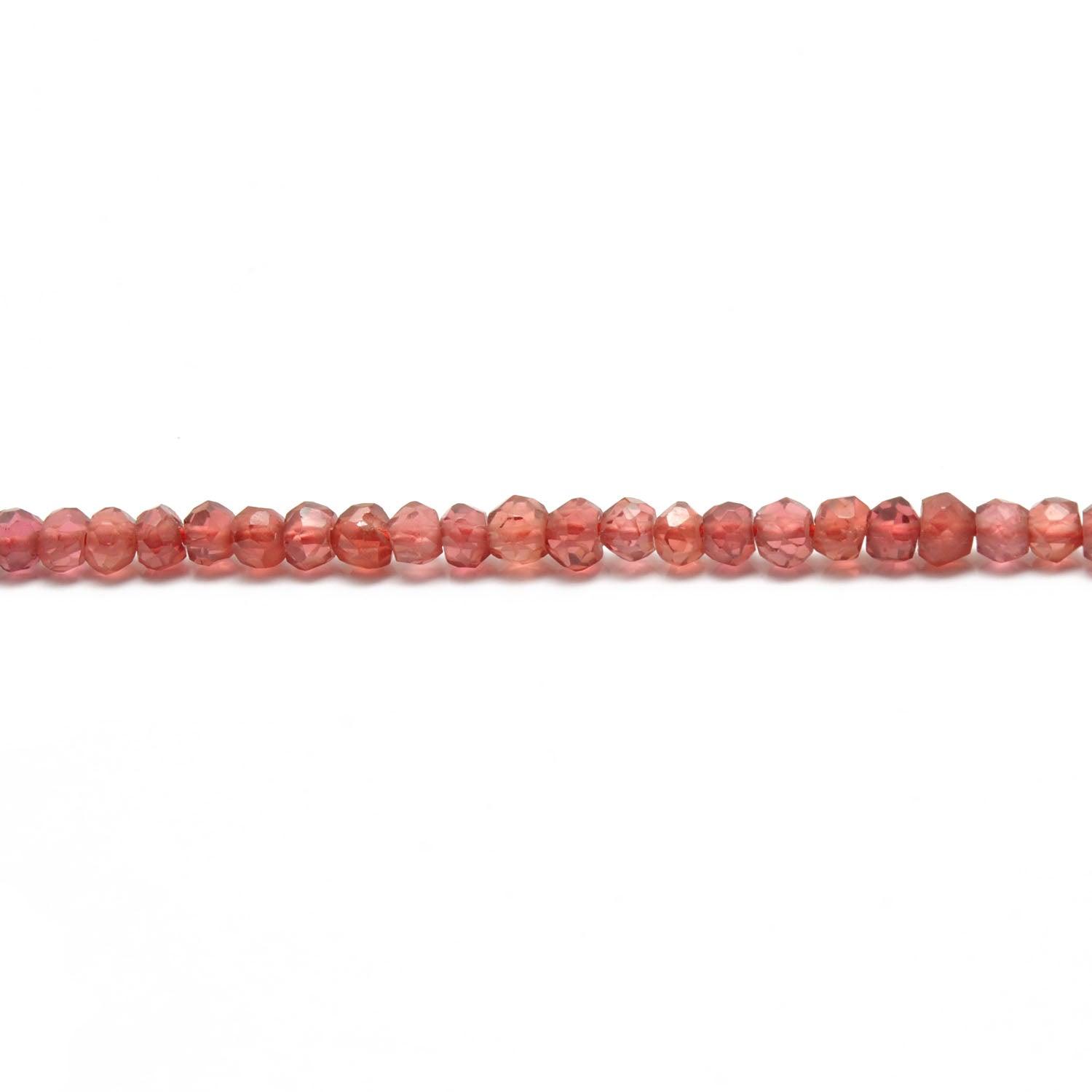 Natural garnet rondelle beads January birthstone - scale reference