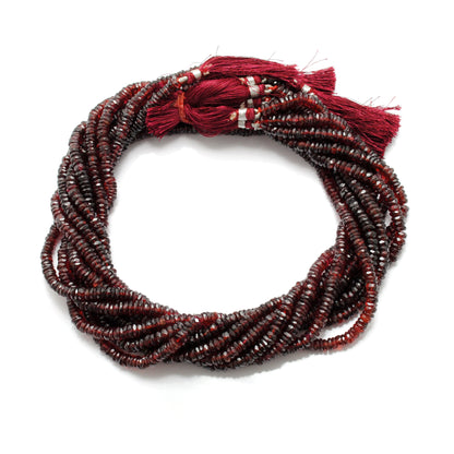 Natural garnet tyre beads January birthstone - scale reference