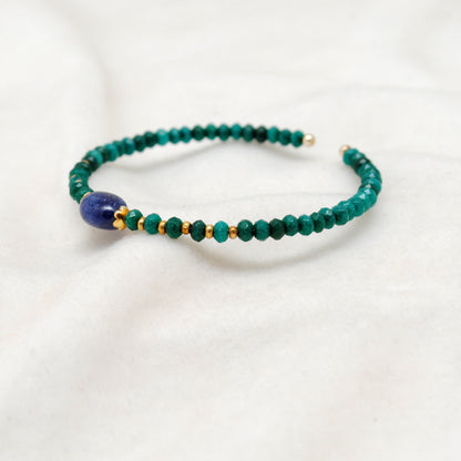 Natural Green Jade Sapphire Bracelet - Overhead View Lifestyle