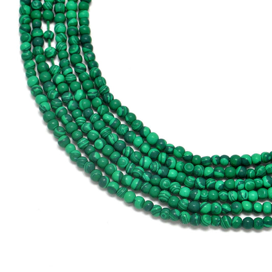 Natural green malachite rondelle beads 12.5 inch strand - front view banding