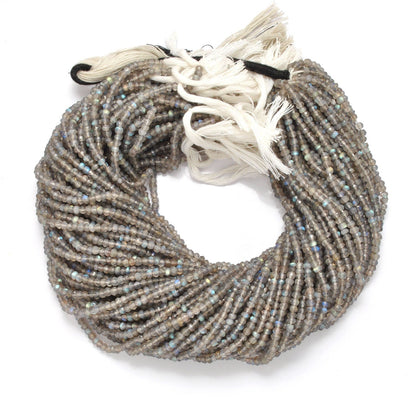 Natural grey labradorite beads 13.5 inch - overhead flat lay
