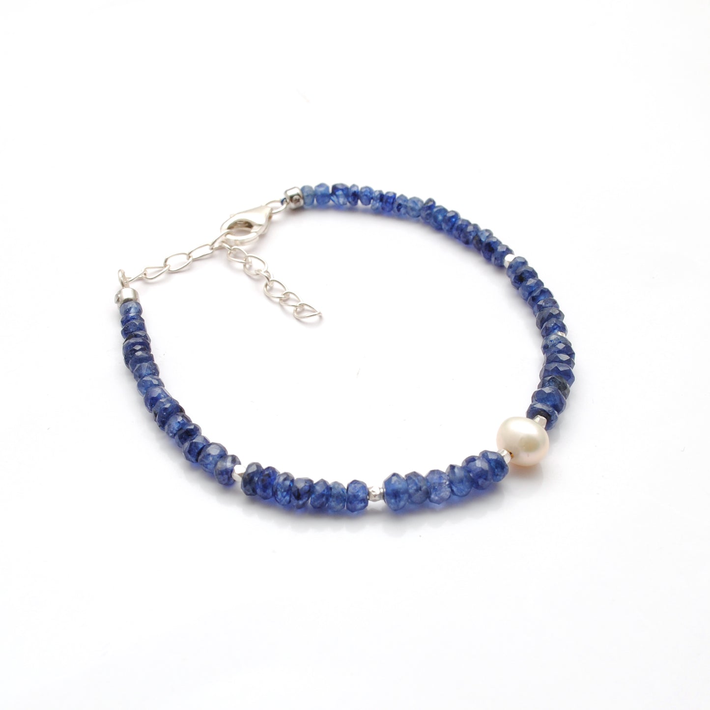 Natural Kyanite Pearl Bracelet - Clasp Detail Handmade Jaipur