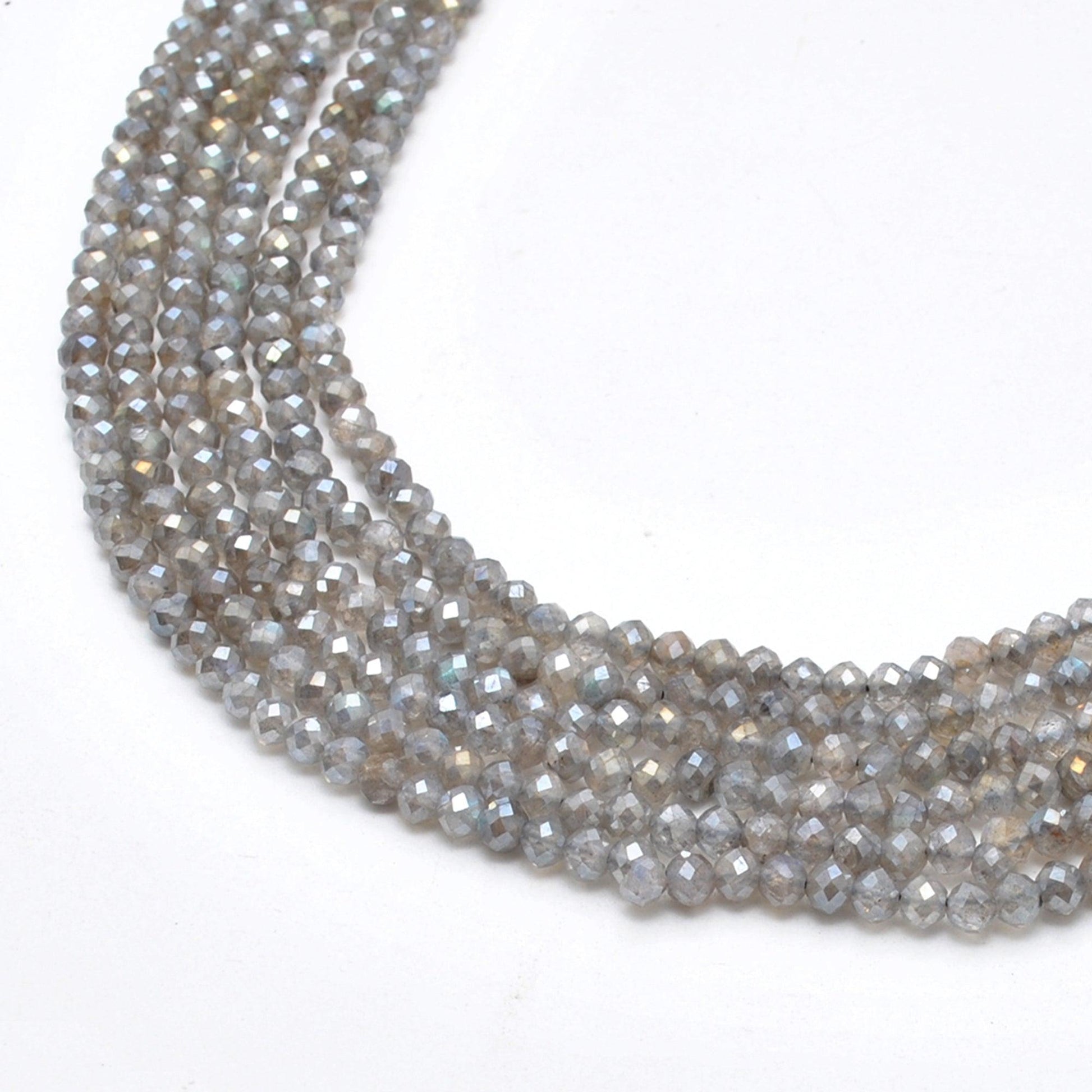 Natural labradorite beads for jewelry making - scale reference