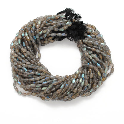 Natural labradorite drum beads 16 inch - overhead flat lay