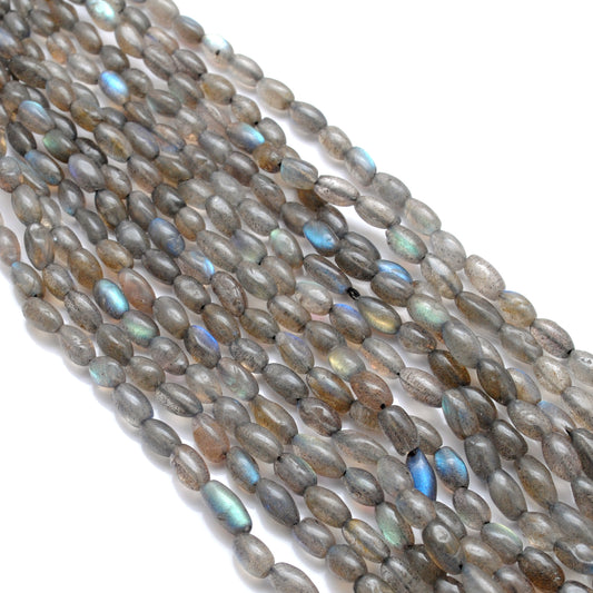Natural labradorite drum beads mixed sizes 16 inch strand - front view
