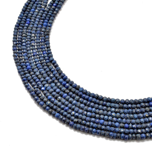 Natural lapis lazuli faceted rondelle beads 3.5mm 13 inch strand - front view