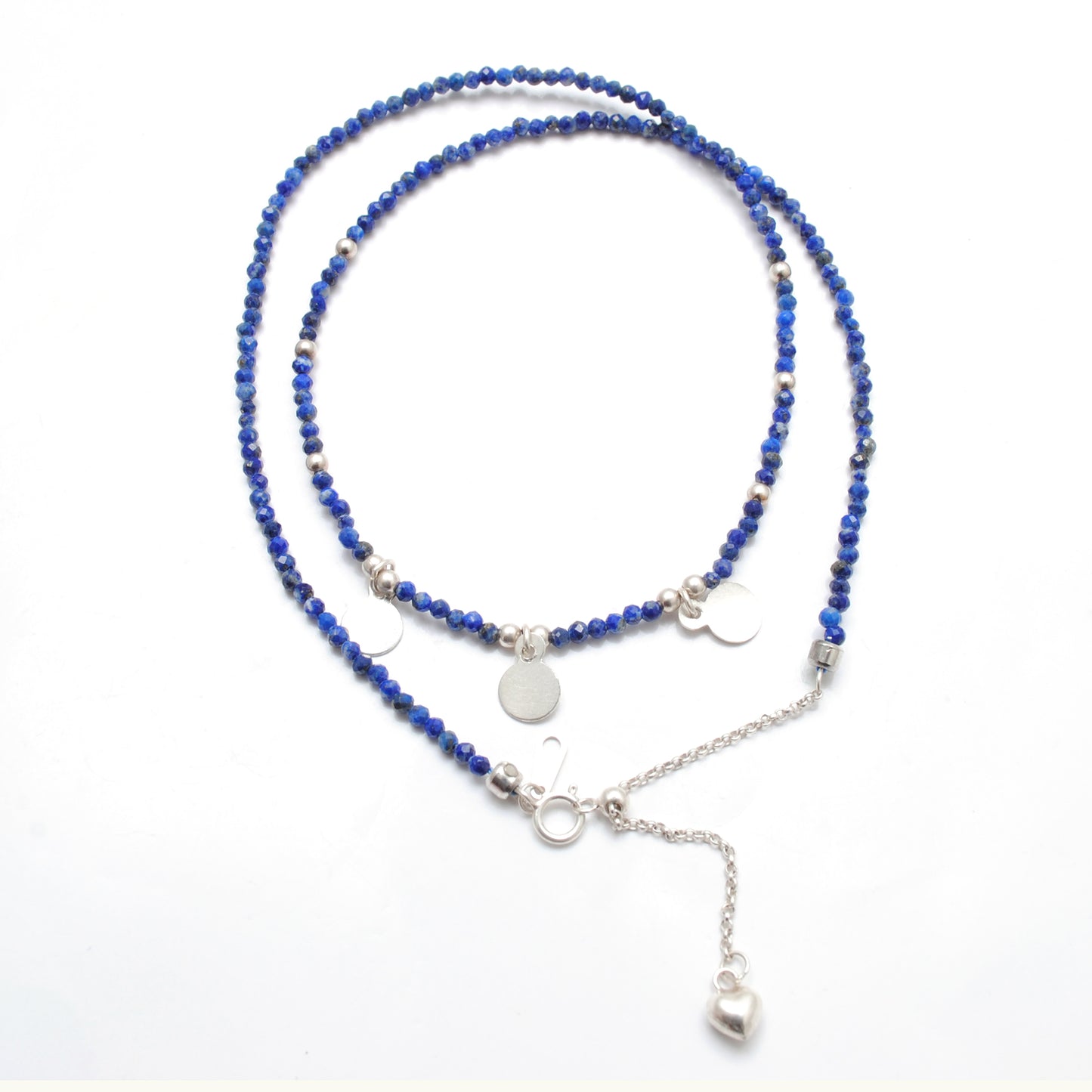 Natural Lapis Lazuli Gemstone Charm Necklace - Overhead View