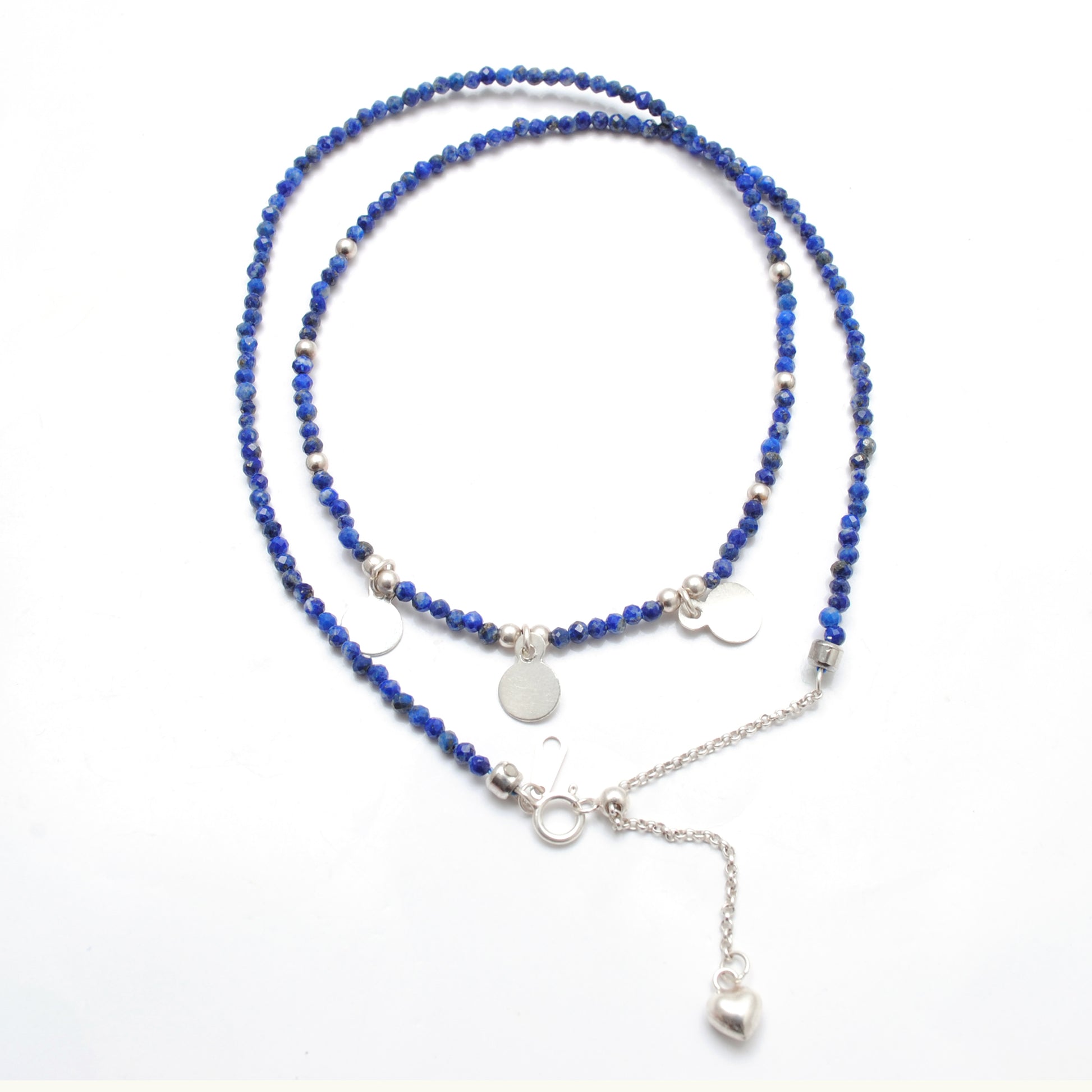 Natural Lapis Lazuli Gemstone Charm Necklace - Overhead View