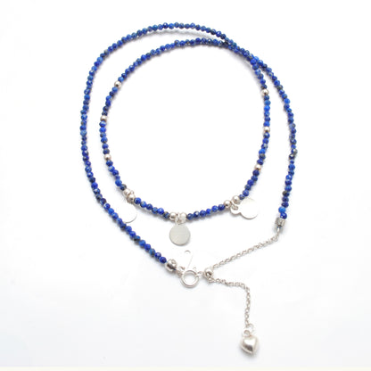 Natural Lapis Lazuli Gemstone Charm Necklace - Overhead View