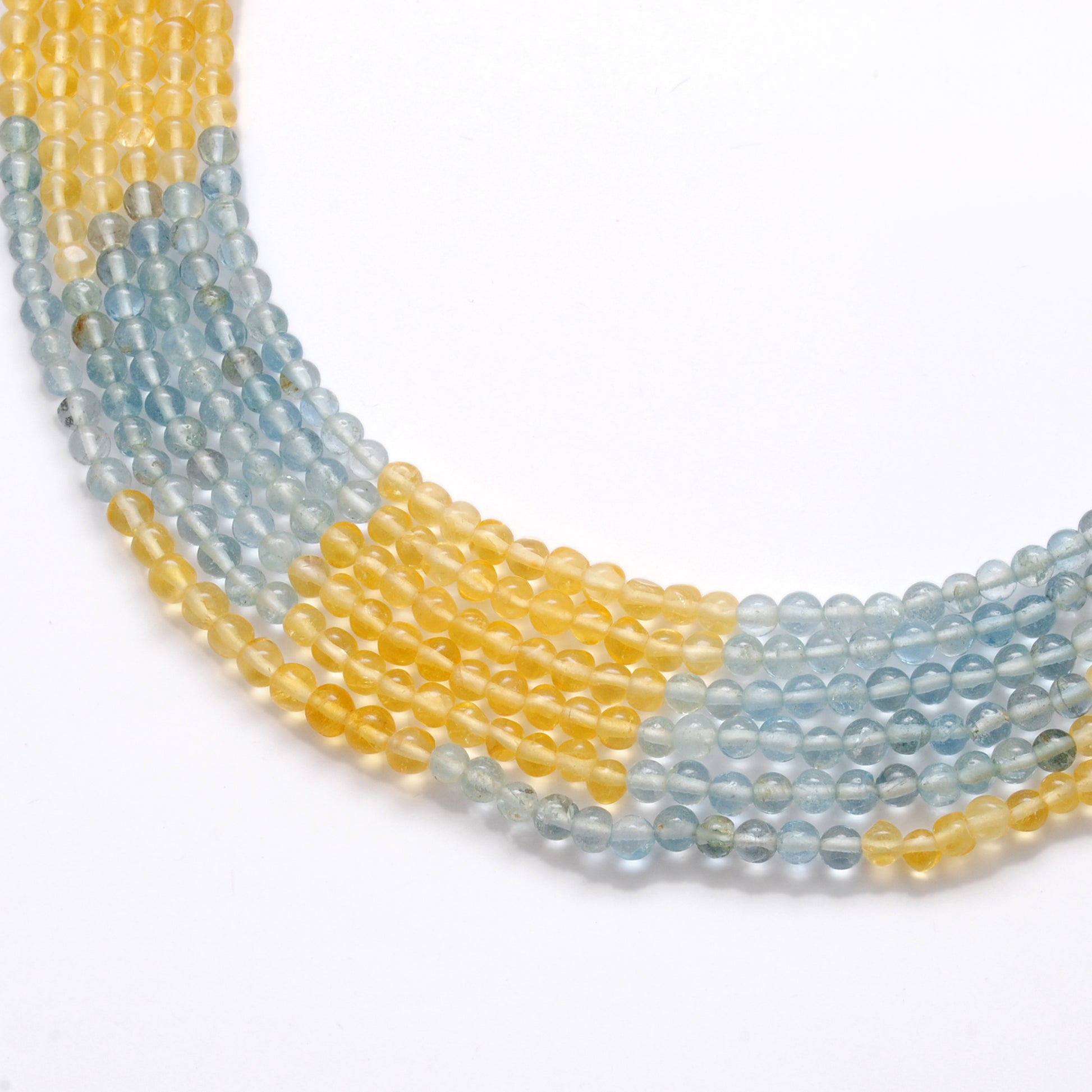Natural multi aquamarine beads 3-3.5mm 15 inch strand - front view