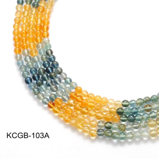Natural multi aquamarine beads 4-4.5mm - front view multi-shade blue strand