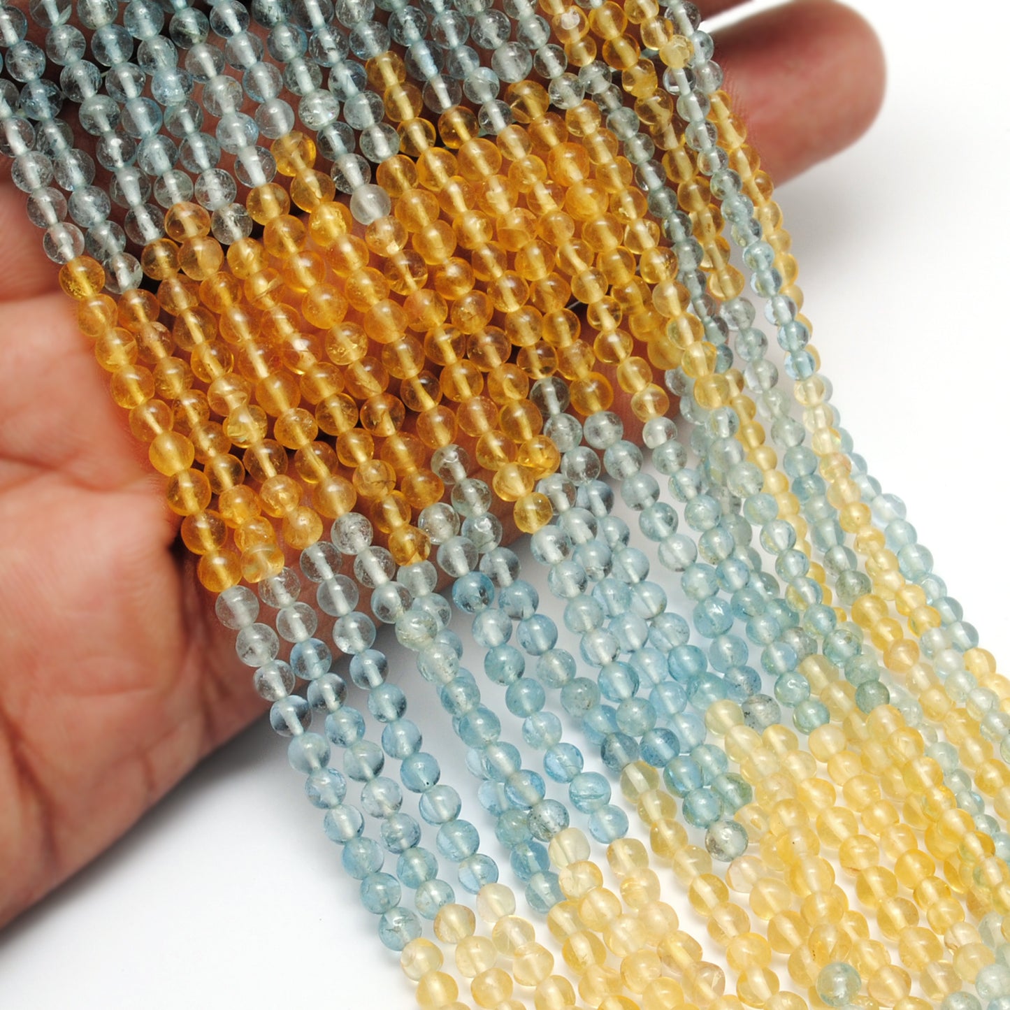Natural multi aquamarine beads for dainty jewelry - scale reference