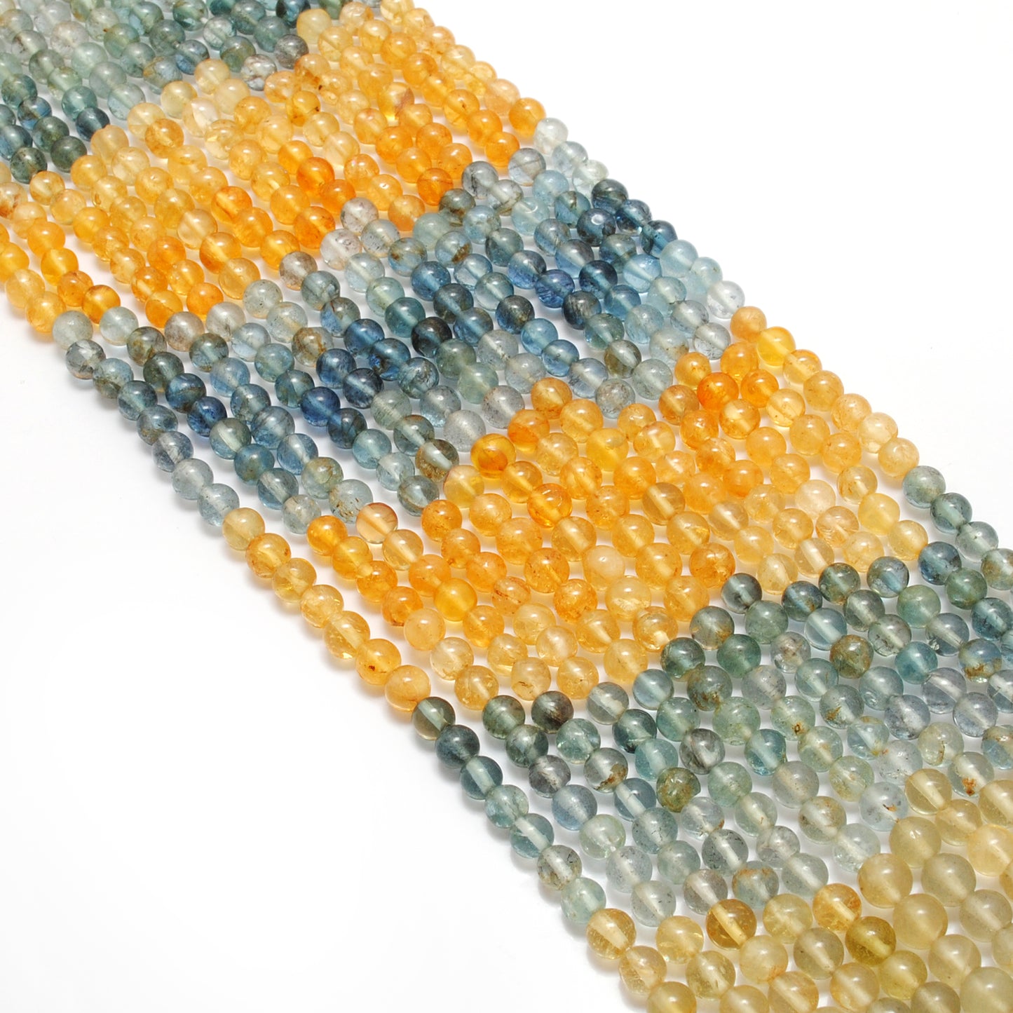 Natural multi aquamarine beads strand 15 inch - overhead flat lay
