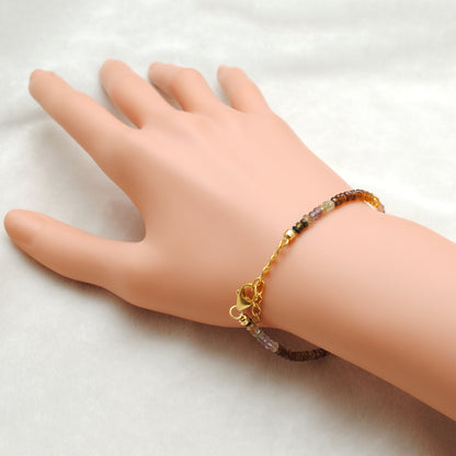 Natural Multi-Color Tourmaline Pearl Bracelet - Stacking Styled View