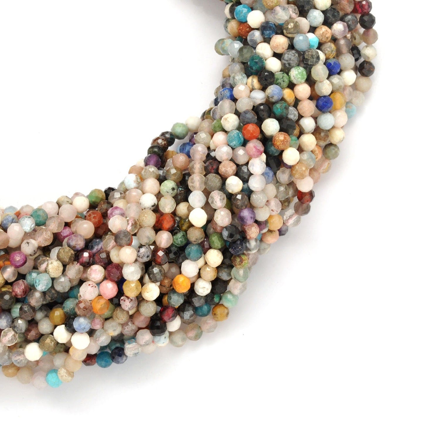Natural multi gemstone beads 12.5 inch - overhead flat lay rainbow