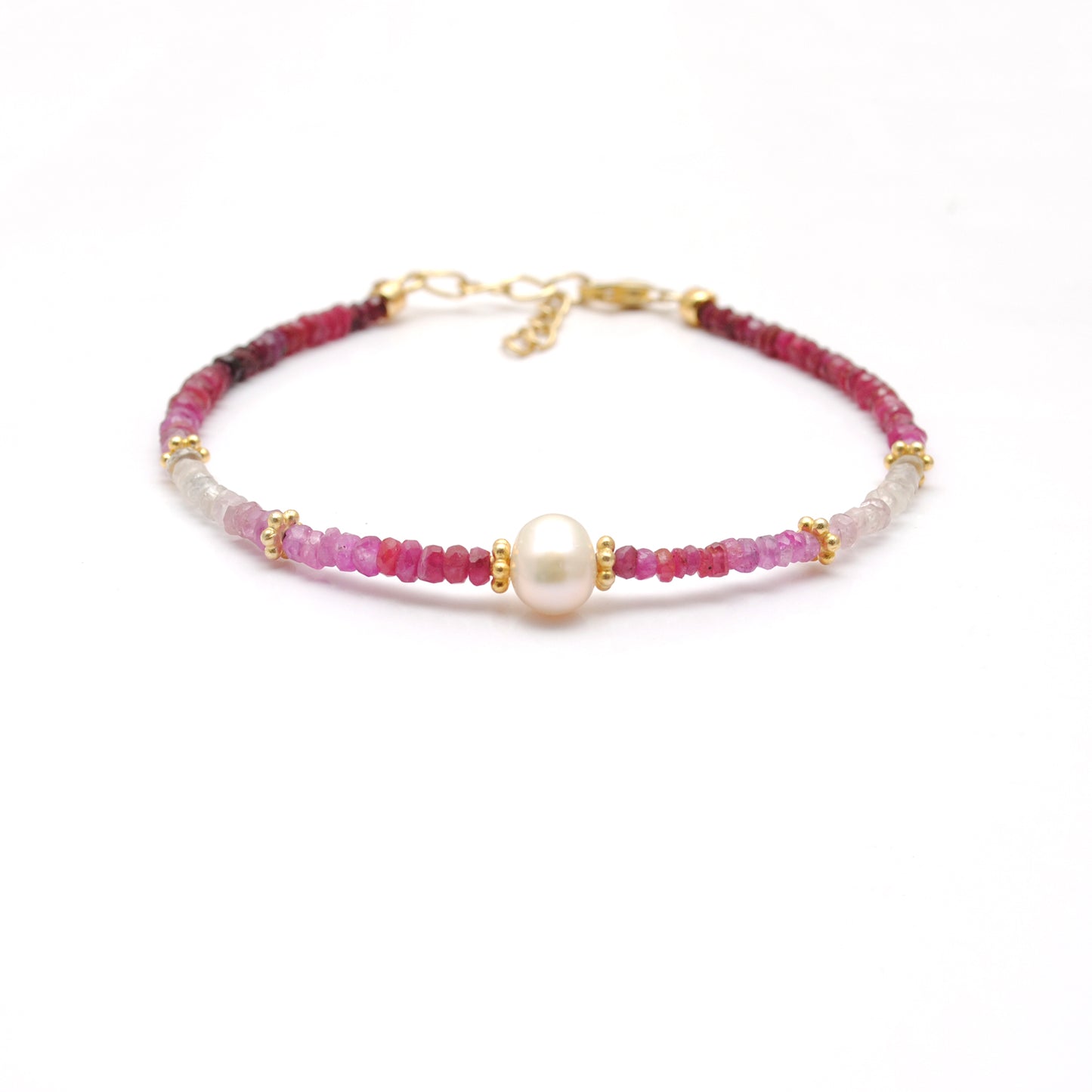 Natural Ombre Ruby Pearl Bracelet Gift for Her - Clasp Detail