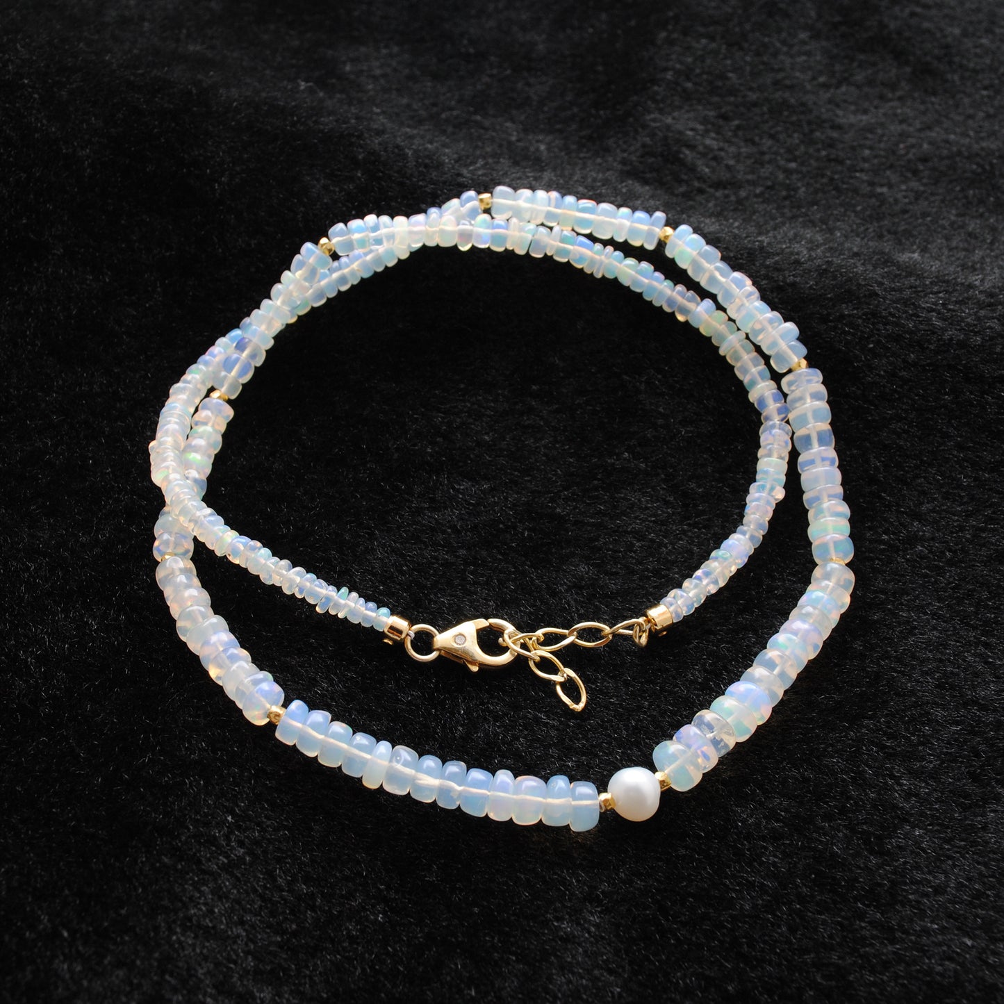 Natural Opal Freshwater Pearl Gemstone Necklace - Lifestyle View