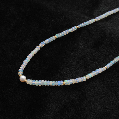 Natural Opal Tanzanite Necklace - Lifestyle Styled View