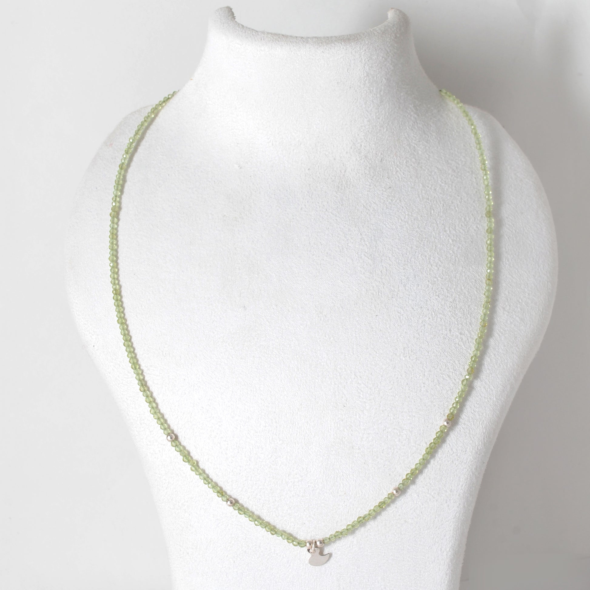 Natural Peridot Gemstone Necklace August Birthstone - Side Profile