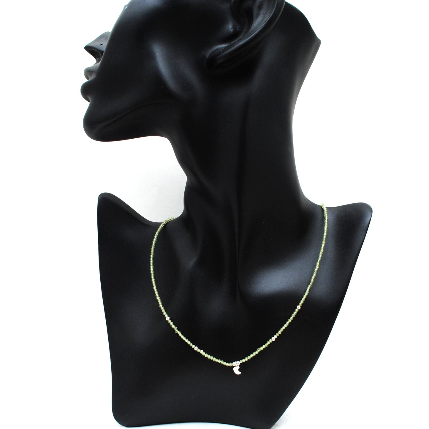 Natural Peridot Rondelle Necklace - Lifestyle Layering Styled View
